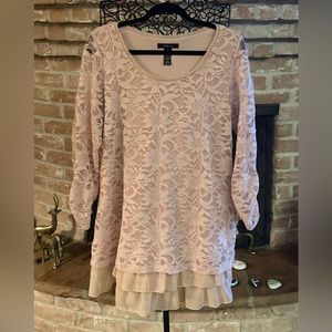 Style & Co. Pretty In Pink Ruffles & Lace Tunic